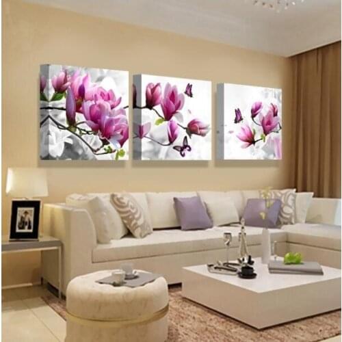 Pink Orchid Flowers Canvas Print Painting Pictures For Kitchen Modular Picture Posters Room Decor Art Modern Flowers 3 Panel