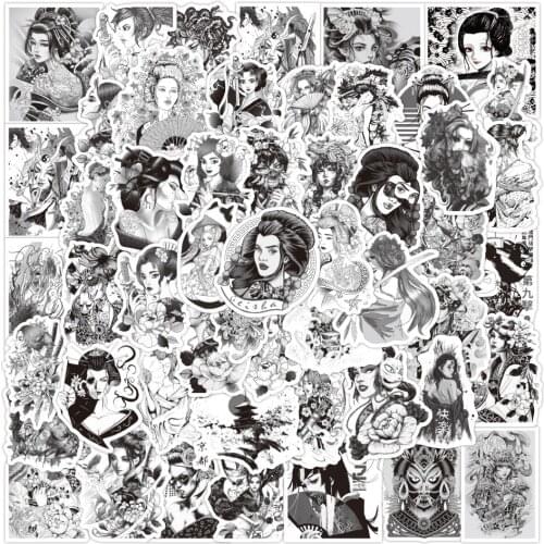 50pcs/Pack Japan Geisha Wall Stickers for Aesthetic Laptop Bicycle Guitar Skateboard Waterproof