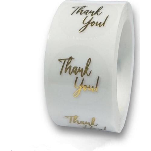 2021 1 inch 500 pieces /roll, thank you transparent hot stamping font label, baking gift card, gift packaging sealing sticker