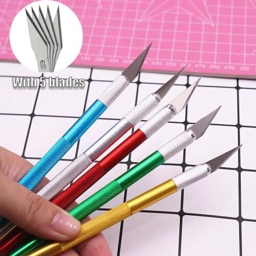 6pcs/Set Precision Hobby Knife Metal Handle With Blades For Arts Wood Carving Tools Crafts Phone PCB Repair Multi DIY Hand Tools