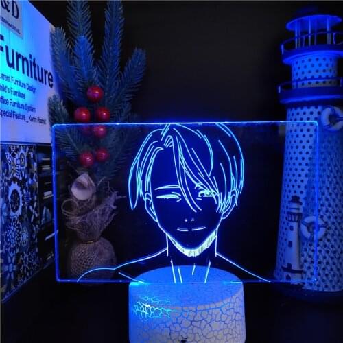 Acrylic 3d Lamp Yuri on Ice Victor Nikiforov LED Night Light for Kids Bedroom Decor Night Light Anime Table Lamp Birthday Gifts