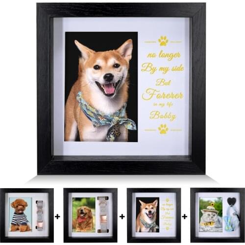 Pet Accessories Wooden Dog Cat Photo Frame Multifunction Pet Memorial Photo Frames For Household Table Room Wall Home Decoration
