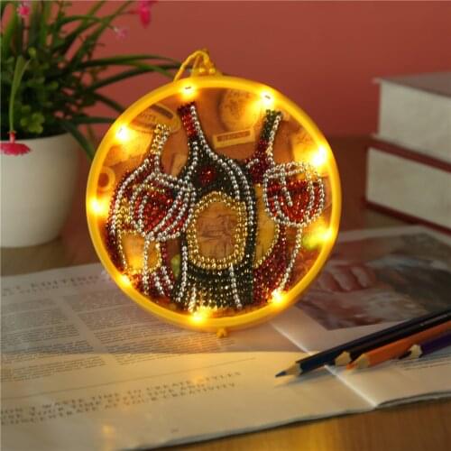 5D DIY Special Shape Diamond Painting Decoration LED Hanging Light Mosaic Home Ornament Christmas Tree Hanging Light String Gift