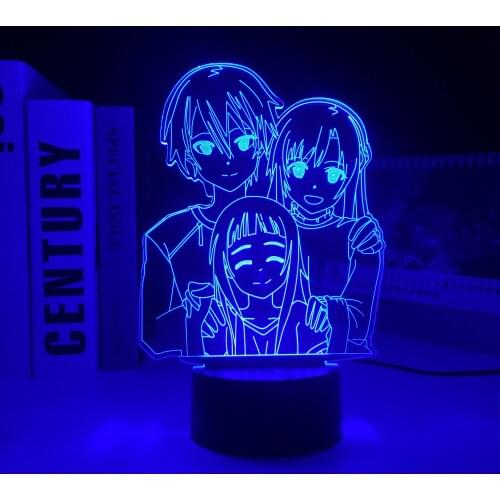Anime Sword Art Online Light Led Light for Bedroom Decor Night Light SAO Kirigaya Kazuto Table Lamp Yuuki Asuna Gift Store