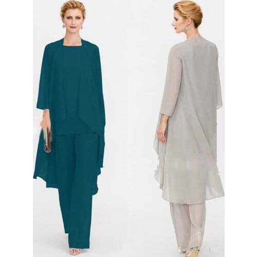 Mother Of The Bride Pant Suits With Long Jacket Cheap Wedding Guest Groom Two Pieces Mothers Long mother of the bride dresses