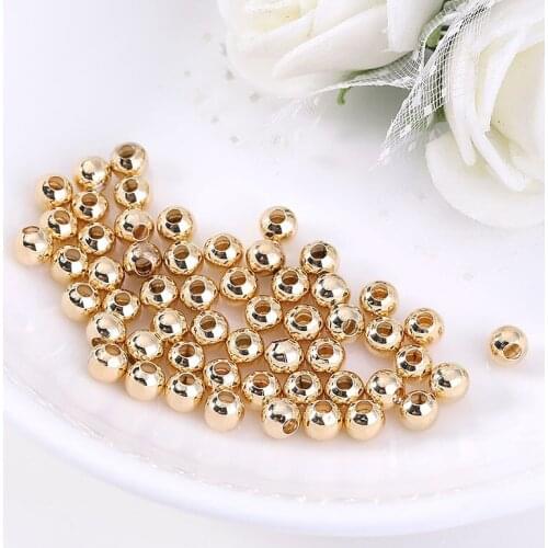 2/2.4/3/4/5/6/mm 10pcs Pure copper plated gold Beads For Handmade DIY Bracelet Necklace Jewelry Accessories Making Wholesale