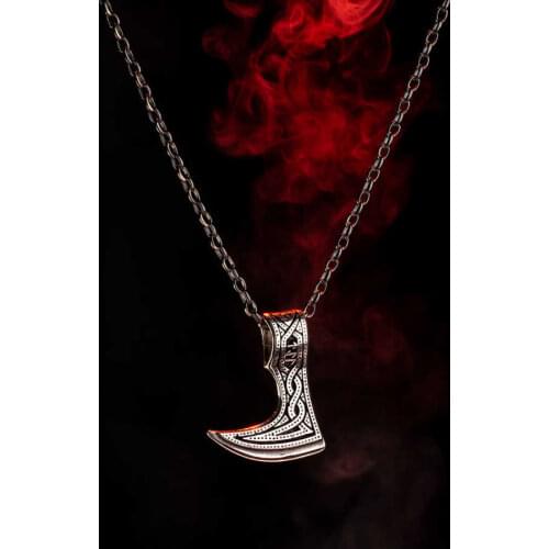 925 Sterling Silver Unique Design Axe Mens Necklace Chain Necklace Axe Pendant Necklace