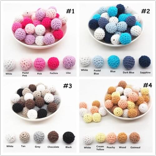 Chenkai 10pcs 16mm 20mm Round Knitting Cotton Crochet Wooden Beads Balls for DIY decoration baby teether jewelry necklace Toy