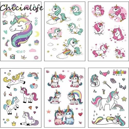 Chicinlife 1pcs Disposable Unicorn Temporary Tattoo Unicorn Birthday Party Supplies Kids Unicorn Tattoo Sticker 12*7.5cm