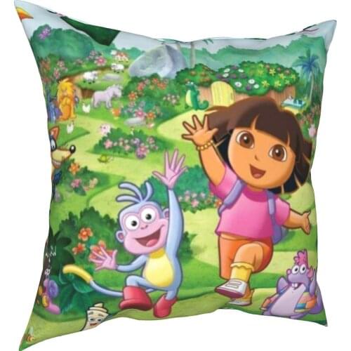 Dora The Explorer Cartoon Pillowcase Printing Polyester Cushion Cover Decorations Throw Pillow Case Cover Home Square 45X45cm
