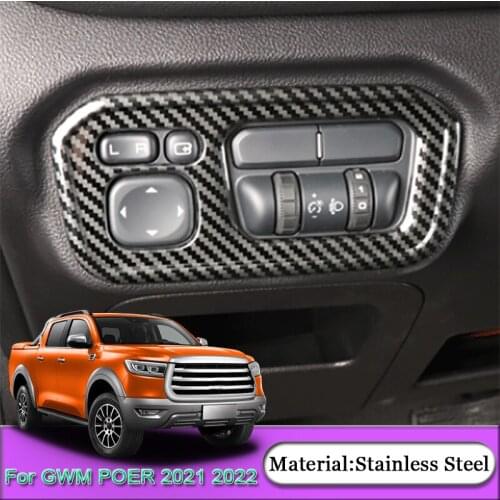 For Great Wall GWM POER 2021 2022 Car Styling Car Headlight Switch Button Adjustment Sequins Internal Sticker Cover Accessories