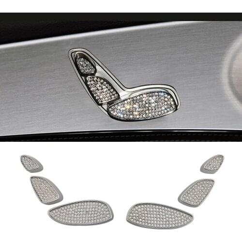 For Mercedes Benz C Class W205 2015-2018 Seat Adjustment Switch Knob Button Refit Artificial Crystal Diamond Decal Trim