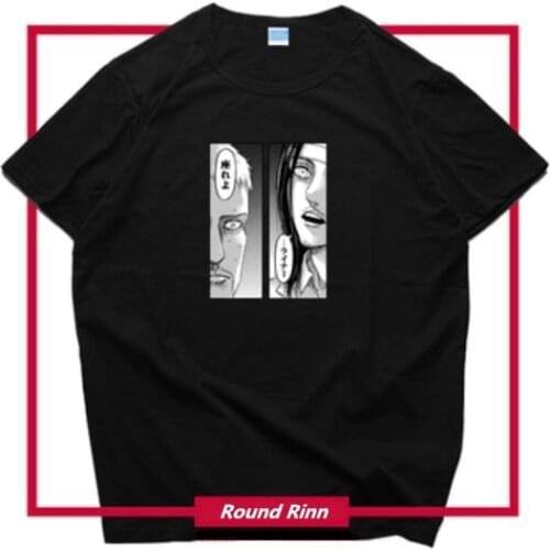 2021 Attack on Titan Eren Reiner Please Sit Down Print Tee Shirt Spring Summer Casual Short Sleeve T-shirt