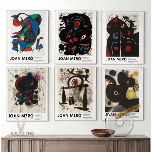 Joan Miro Retro Art Prints Canvas Painting Exhibition Museum Vintage Poster Wall Art Decor Prints Picture Room Home Decoration