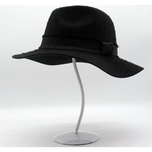 Fibonacci Brand Quality Classic Black Break Wool Fedoras Jazz Ladies Hats for Women Men 100% Wool Felt Hat
