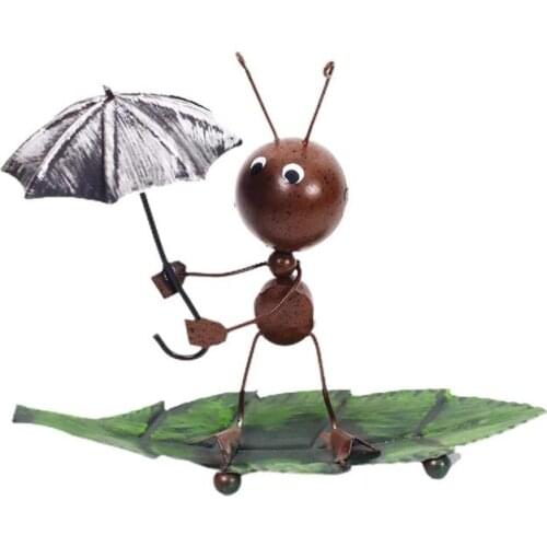 Creatied Metal Iron Ant Cartoon Model Statue Cute Animal Mini Ornaments Handcrafted Craft Ornament For Bedroom Home Decor
