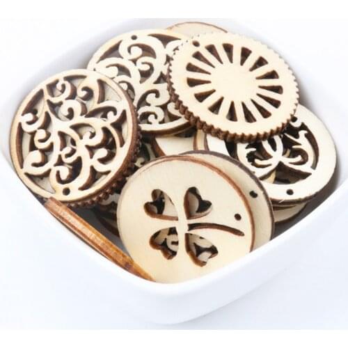 Flower Pattern Round Wooden Scrapbooking Collection Craft For Handmade Accessory Slices Decoration Home DIY 30mm 20pcs