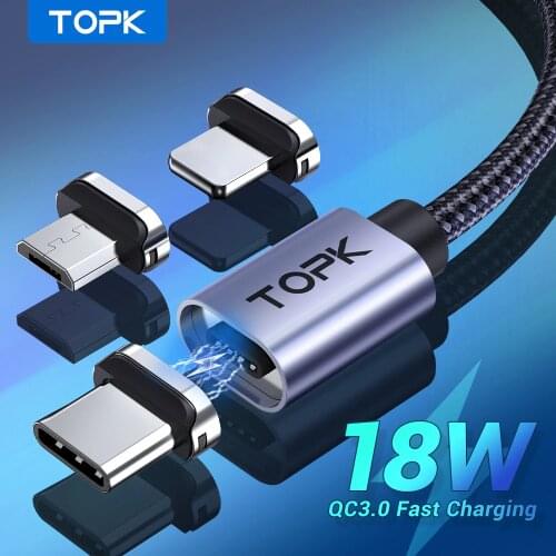TOPK Magnetic USB Cable Fast Charging Micro Type C Cable Magnet Charger Data Charging Wire Mobile Phone Cable Cord for iPhone 12