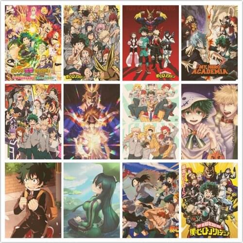 Perfect JL My Hero Academia Japanese Anime Home Retro Poster Kraft Drawing core Wall stickers YXSY01