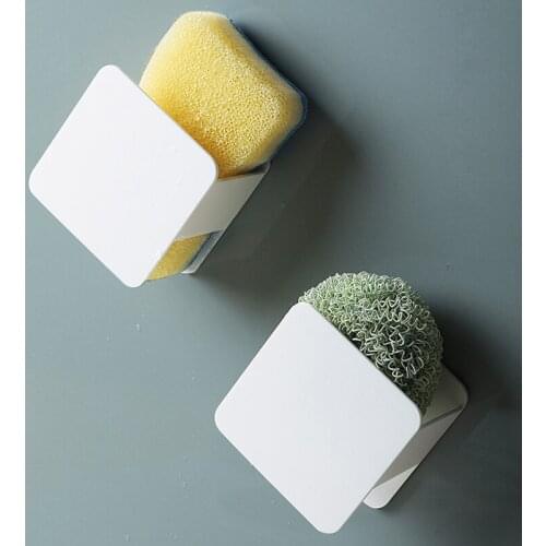 ABS Wall Mounted Storage Rack Sink Sponge Brush Holder Self Adhesive Drain Drying Rack Kitchen Organizer Bathroom Accessories