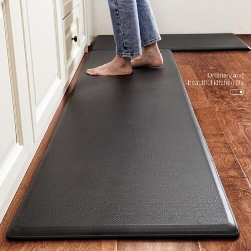 Solid Color PVC Kitchen Carpet Waterproof Oilproof PU Leather Kitchen Mat Non Slip Floor Mat for Living Room Bedroom Doormat