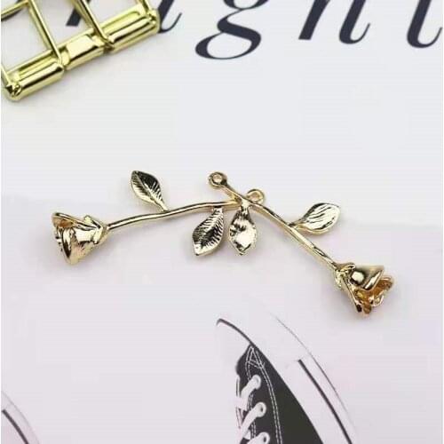 Creativity K Gold Rose Deer Drip Oil Alloy Ladies Jewelry Accessories DIY Handmade Necklace Bracelet Pendant Material Wholesales