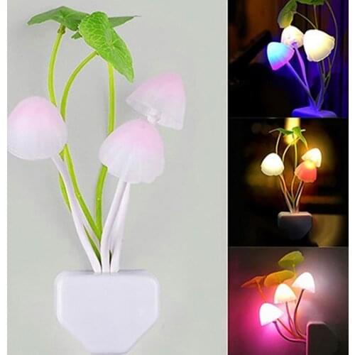 Lovely Colorful LED Night Light Lamp Mushroom Romantic Lilac Night Lighting For Home Art Decor Illumination US/EU Plug