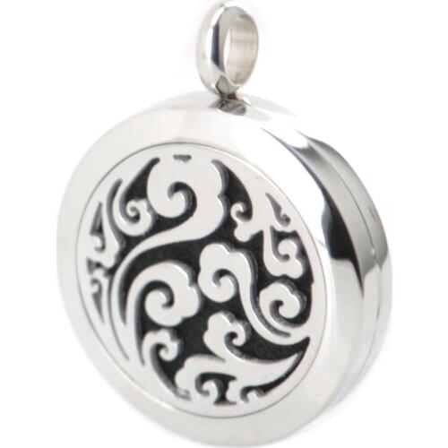 Silver Jewelry 25mm Ocean Aromatherapy Essential Oils Stainless Steel pendant Perfume Diffuser Locket Necklace