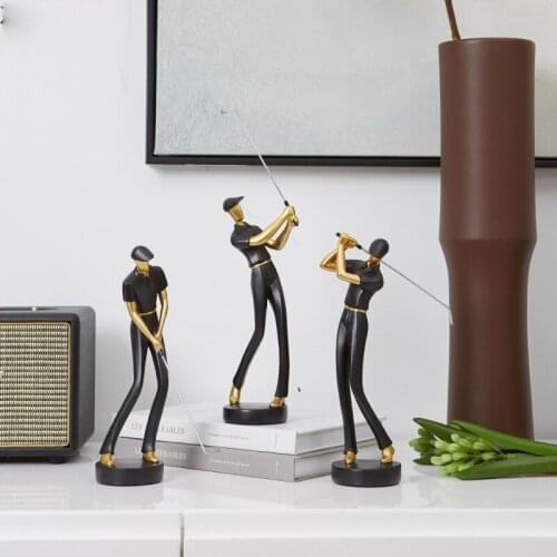Nordic Elegant Black White Resin Golf Man Sculpture Wine Cabinet Living Room Crafts Character Statue Figurines Wedding Gift
