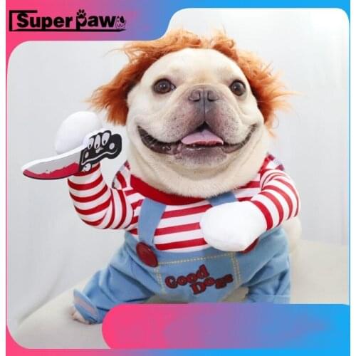 Funny Halloween Pet Dog Clothes Adjustable Cosplay Costume Novelty Clothing For Medium Large Dogs French Bulldog Corgi Pug GQC01