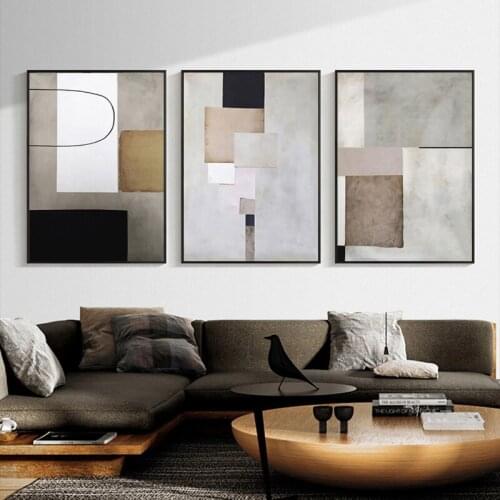 Modern Geometric Abstract Painting Industrial Style Canvas Poster Print Minimalist Wall Art Pictures for Living Room Home Decor