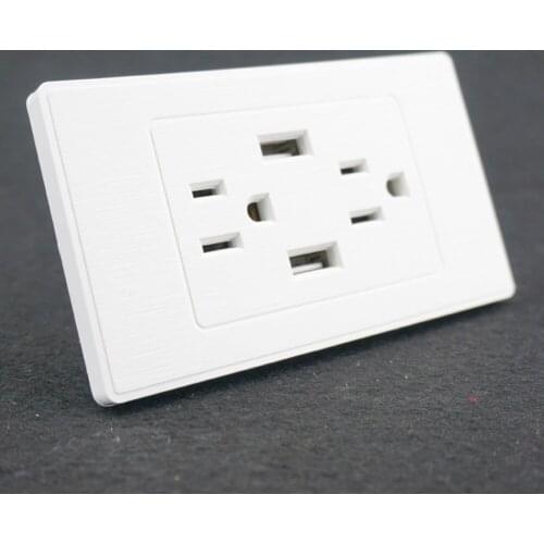 US Plug Socket Standard Dual USB Port Wall Charger Double 2.1A Socket With Pc Flame Retardant Panel Charging Power Outlet