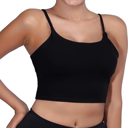 Stylish Bar Sports Crop Top Women Sleeveless Casual Vest Lady Chest Pad Movement Short Tank Tops Sports Gym Fitness Tanks Camis