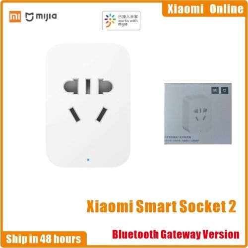 Xiaomi Smart Socket 2 Mijia Bluetooth Gateway Version Wireless Remote Control Adaptor Power On Off Work With Mihome APP Newest