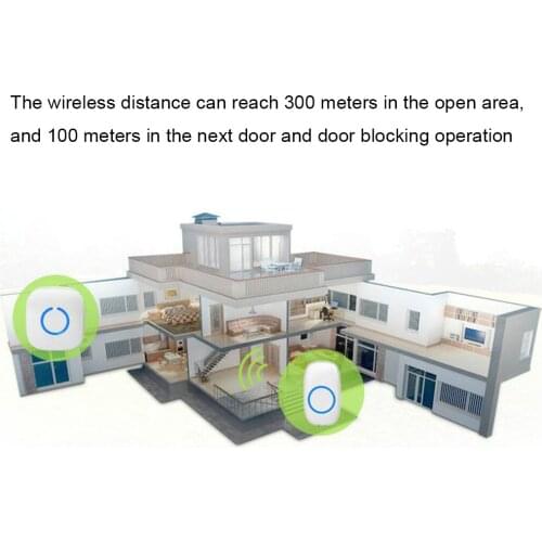 Waterproof Home Intelligent Wireless Doorbell Smart Bell 300M Remote 52 Chimes Door Bell with Receiver EU Plug