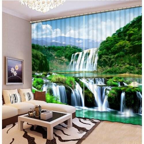 High quality custom 3d curtain fabric Waterfall Luxury Blackout 3D Window Curtain For Living Room office Bedroom
