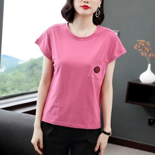 Gkfnmt Ropa Mujer 2021 Summer Cotton T Shirt Women Korean Fashion Tshirt Short Sleeve Plus Size 4XL Clothing Tee Shirt Femme