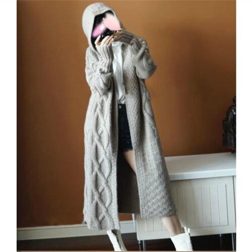 Autumn Winter Knitted Cardigan Sweater Women Hooded Solid Soft Long Female Long Sleeve Pull Femme Fashion Ladies Clothes H1122