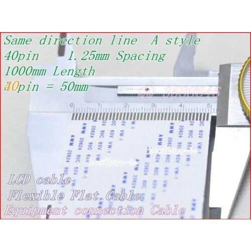 1.25mm Spacing +1000mm Length +40Pin A / same direction line Soft wire FFC Flexible Flat Cable. 40P*1.25A*1000MM