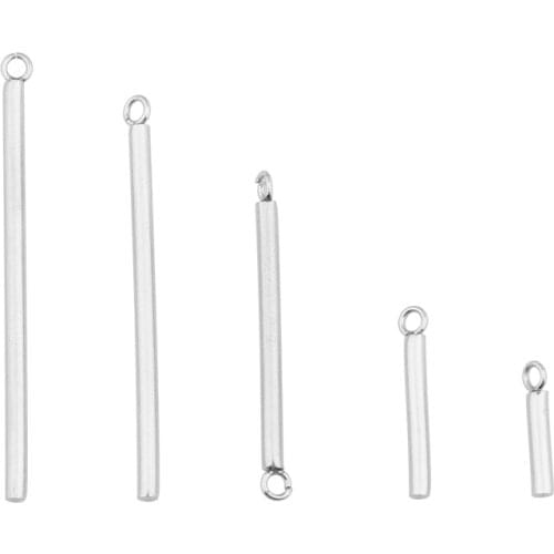 100pcs Stainless Steel Cylindrical Stick Earrings Accessories Handmade DIY Charm For Necklace Pendants Jewelry Making Wholesale