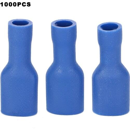 1000Pcs FDFD2-250 Blue PVC All Insulation Wire Connector Female Terminals for Electric Engineering