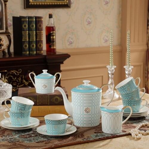 15pcs/set Europe fashion High-grade Coffee Cup set English afternoon tea set Ceramic Teapot Sugar Jar Milk Pot Creative Gifts