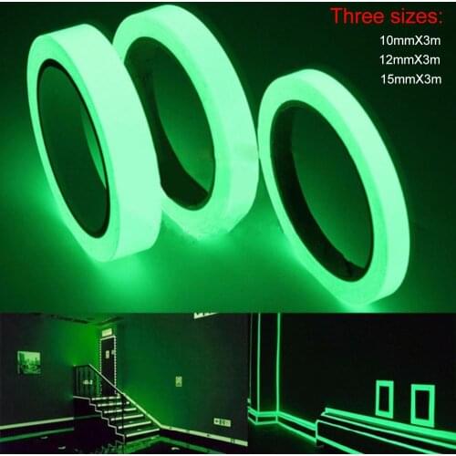 3 Meters Luminous Tape PET Warning Strip Stage Fluorescent Light Environmentally Friendly Non-toxic Tape