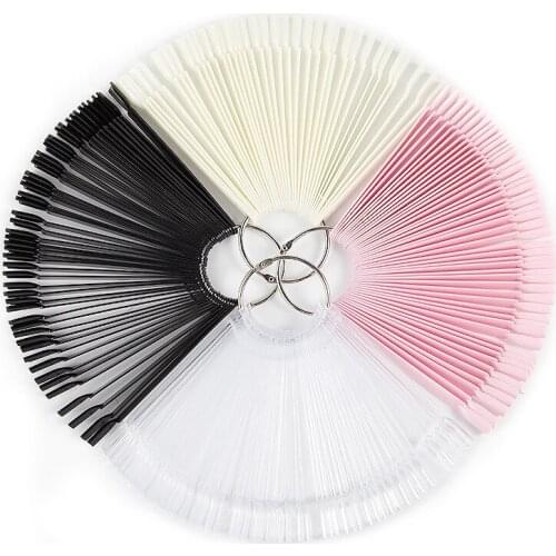 50PCS False Fake Nail Practice Polish UV Gel Salon Pro Display Chart Tool Fan-shaped Decorated Nail Art Tip Gel Decoration Stick