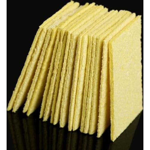 50pcs Electric Welding Soldering Iron Cleaning Sponge Pads High Temperature Enduring Condense Clean Tool Yellow 50*35*2mm