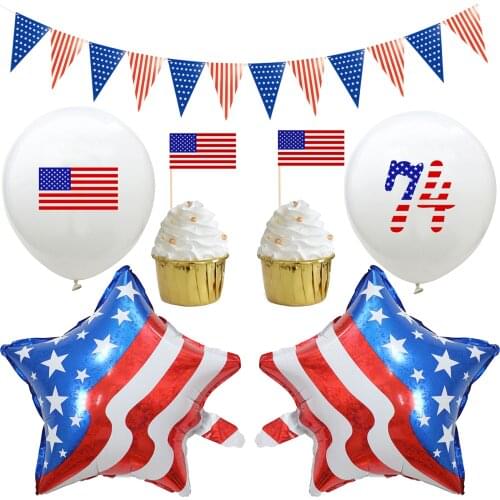 American National Day Balloon Flag Cake Toppers Party Favors Supplies Kids Party Decorations for National Independence Day