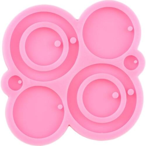 Shiny Glossy Circle Shape Earrings Mold Keychain Resin Epoxy Silicone Molds DIY Craft Necklace Making Jewelry Pendant Clay Mould