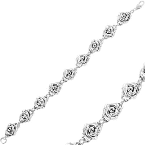 Silver 925 Sterling Oxidized Rose Sterling Bracelet