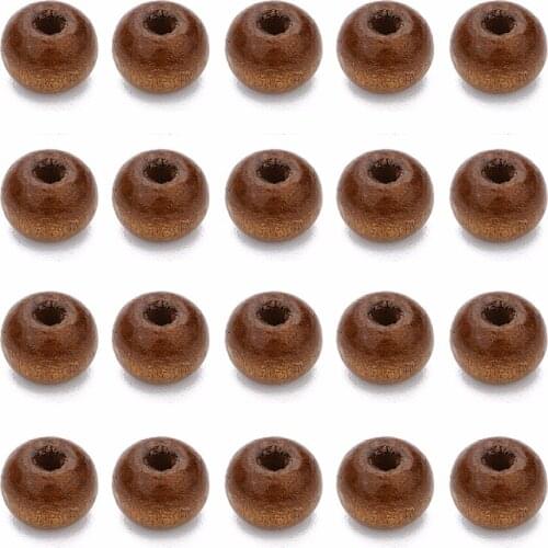 LOULEUR 200pc 8.8X7mm Natural Round Wood Bead Brown Abacus Spacer Beads With 2.5mm Hole for DIY Necklace Bracelet Jewelry Making