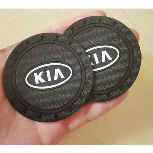 Carbon fiber texture Car Coaster Water Cup Slot Non-Slip Mat Pad For KIA K2 K3 K5 Sorento Sportage R Rio Soul cap car styling Ac